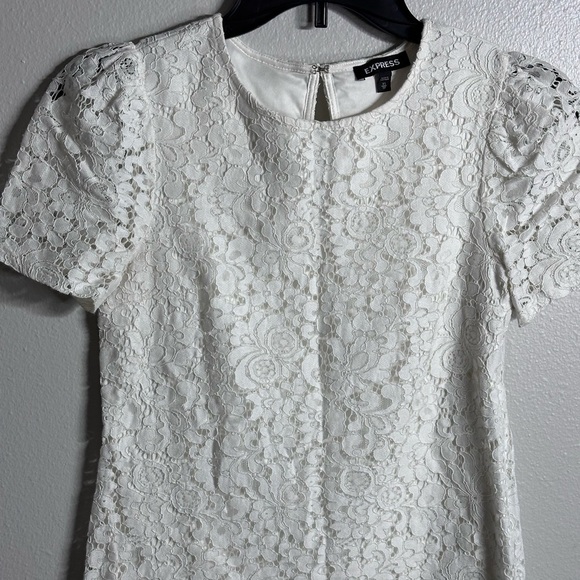 Express Women Blouse Embroidered white lace top size XS - Picture 2 of 7